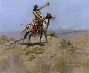 Charles Marion Russell Painting - the signal Charles Marion Russell